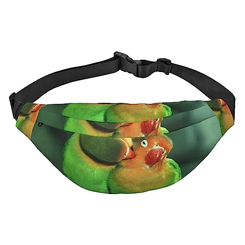 Love Bird Printed Fanny Pack Adjustable Strap Belt Bag Casual Waist Bag for Sports Travel Party Black, One Size, Schwarz , Einheitsgröße von UNIOND