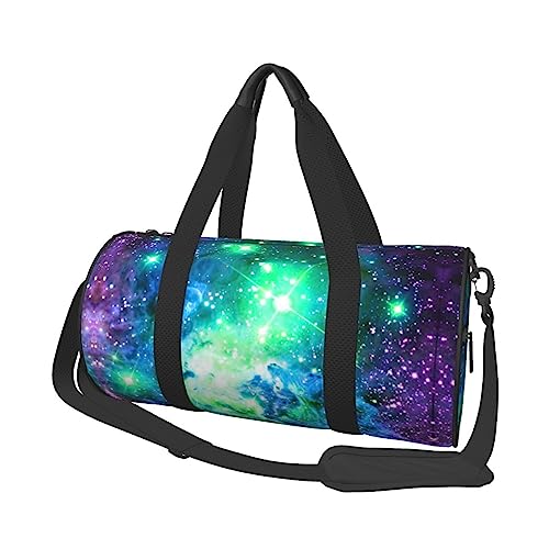 Runde Reisetasche mit Galaxie-Druck, leicht, für Herren und Damen, Grün / Blau / Violett, Schwarz , Einheitsgröße von UNIOND