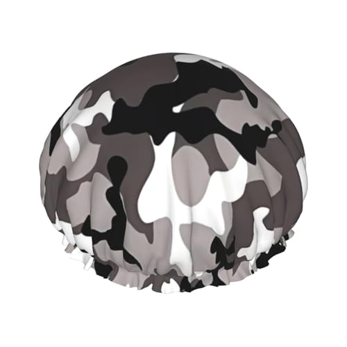 Schwarz Grau Weiß Camo Gedruckt Duschhaube Wasserdichte Frauen Bad Kappe Wiederverwendbare Doppellagige Dusche Haar Kappe Für Kurze Und Lange Haare von UNIOND