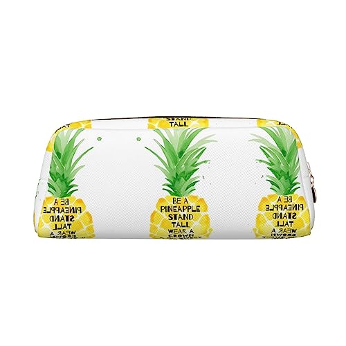 UNIOND Be a Pineapple Bedrucktes Leder Federmäppchen Wasserdicht Stifteetui Reise Kosmetik Tasche für Reisen Arbeit Büro, gold, Einheitsgröße, Münzbeutel von UNIOND