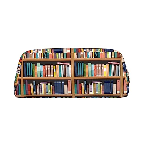 UNIOND Bibliothek Bücherregal Bedruckte Leder Bleistift Tasche Wasserdicht Stifteetui Reise Kosmetik Tasche für Reisen Arbeit Büro, gold, Einheitsgröße, Münzbeutel von UNIOND