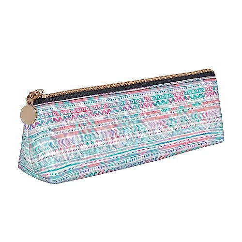 UNIOND Bunte Boho Design Vintage Gedruckt Leder Dreieck Bleistift Fall Multifunktions Tragbare Bleistift Tasche für Büro Arbeit Reisen, weiß, Einheitsgröße, Federmäppchen von UNIOND