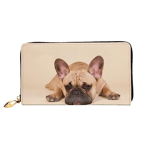 UNIOND Cool Dog Printed Zip Around Wallet Damen Leder Lange Geldbörse Kreditkartenetui für Shopping Büro Reisen, Schwarz , Einheitsgröße von UNIOND