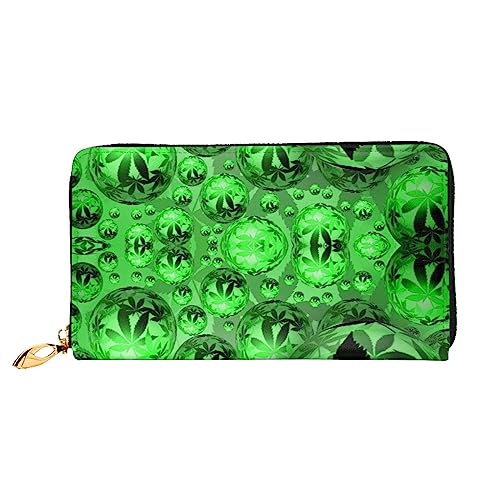 UNIOND Cool Plant Printed Zip Around Wallet Damen Leder Lange Geldbörse Kreditkartenhalter für Shopping Büro Reisen, Schwarz , Einheitsgröße von UNIOND