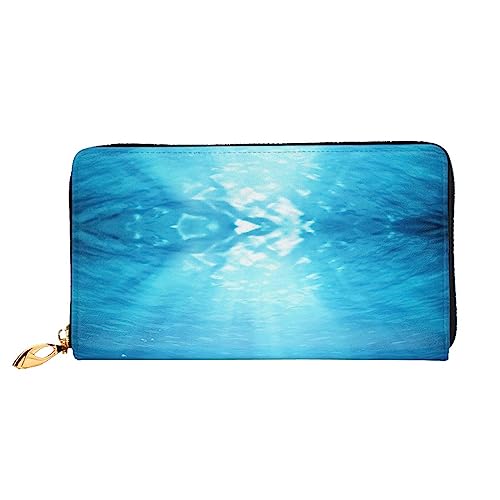 UNIOND Deep Sea Printed Zip Around Wallet Damen Leder Lange Geldbörse Kreditkartenetui für Shopping Büro Reisen, Schwarz , Einheitsgröße von UNIOND