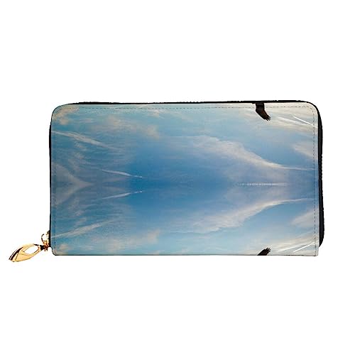 UNIOND Eagle Mountains Printed Zip Around Wallet Damen Leder Lange Geldbörse Kreditkartenetui für Shopping Büro Reisen, Schwarz , Einheitsgröße von UNIOND