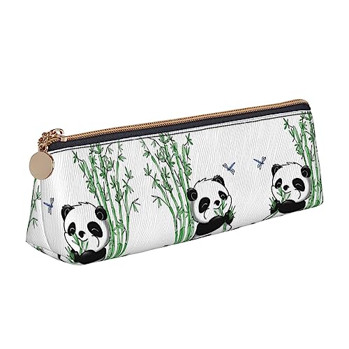 UNIOND Federmäppchen, niedliches Panda-Druck, Leder, dreieckig, multifunktional, tragbar, für Büro, Arbeit, Reisen, weiß, Einheitsgröße, Taschen-Organizer von UNIOND