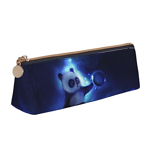 UNIOND Federmäppchen, niedliches Panda-Druck, Leder, dreieckig, multifunktional, tragbar, für Büro, Arbeit, Reisen, weiß, Einheitsgröße, Taschen-Organizer von UNIOND