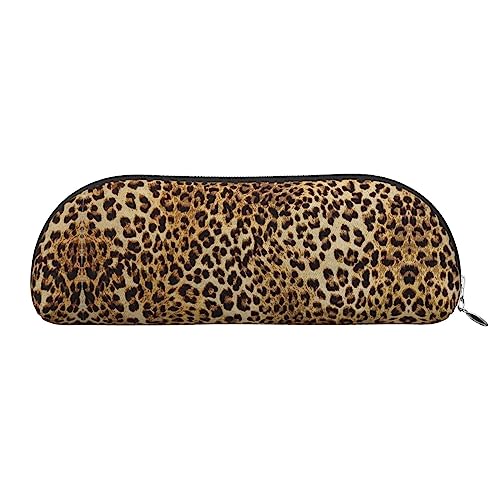 UNIOND Federmäppchen aus Leder, Leopardenfell-Motiv, tragbar, kleine Make-up-Tasche mit Reißverschluss, für Reisen, Büro, Zuhause, silber, Einheitsgröße, Federmäppchen von UNIOND