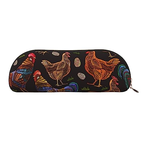 UNIOND Federmäppchen aus Leder mit Huhn-Druck, tragbar, kleine Make-up-Tasche mit Reißverschluss, für Reisen, Büro, Zuhause, gold, Einheitsgröße, Federmäppchen von UNIOND