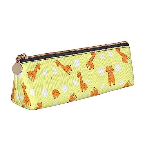 UNIOND Federmäppchen mit Cartoon-Giraffenmotiv, bedrucktes Leder, dreieckig, multifunktional, tragbar, für Büro, Arbeit, Reisen, weiß, Einheitsgröße, Taschen-Organizer von UNIOND