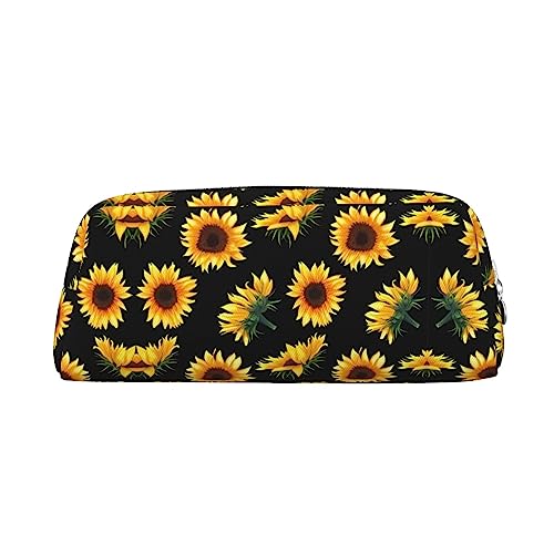 UNIOND Federmäppchen mit Sonnenblumen-Motiv, bedruckt, Leder, wasserdicht, für Reisen, Arbeit, Büro, silber, Einheitsgröße, Münzbeutel von UNIOND