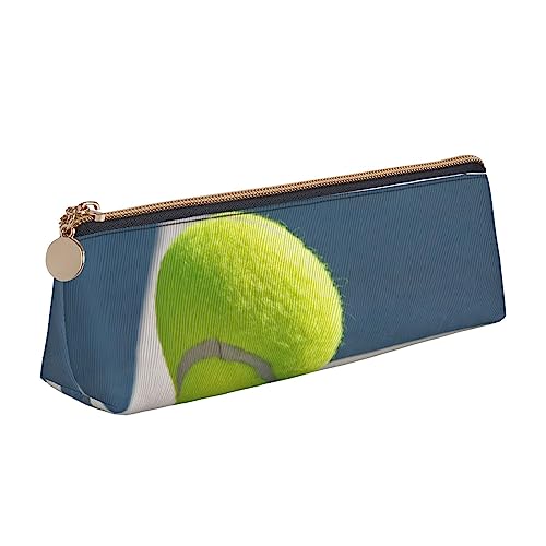 UNIOND Federmäppchen mit Tennisball-Motiv, dreieckig, Leder, große Kapazität, tragbare Stifttasche für Büro, Arbeit, Reisen, weiß, Einheitsgröße, Federmäppchen aus Leder von UNIOND