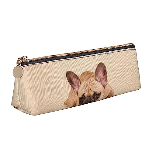 UNIOND Federmäppchen mit coolem Hund, bedrucktes Leder, dreieckig, multifunktional, tragbar, für Büro, Arbeit, Reisen, weiß, Einheitsgröße, Taschen-Organizer von UNIOND