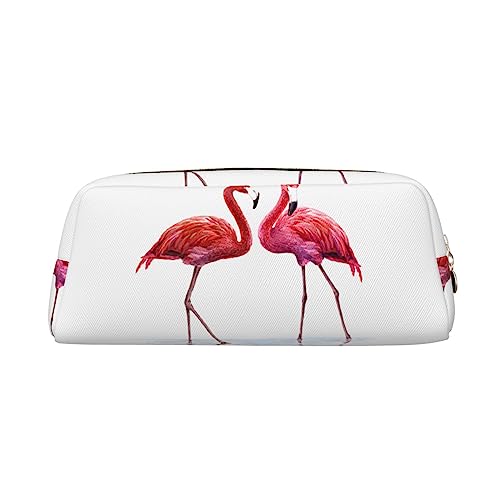 UNIOND Federmäppchen mit niedlichem Flamingo-Motiv, tragbar, Leder, wasserdicht, Reise-Make-up-Tasche für Arbeit, Büro, Urlaub, gold, Einheitsgröße, Federmäppchen von UNIOND