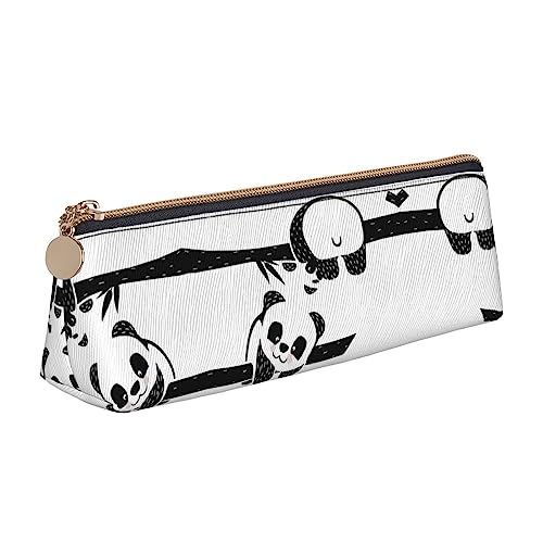 UNIOND Federmäppchen mit niedlichem Pandas-Motiv, Leder, dreieckig, multifunktional, tragbar, für Büro, Arbeit, Reisen, weiß, Einheitsgröße, Taschen-Organizer von UNIOND