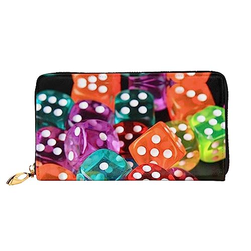 UNIOND Games Dice Set Printed Zip Around Wallet Damen Leder Lange Geldbörse Kreditkartenhalter für Shopping Büro Reisen, Schwarz , Einheitsgröße von UNIOND