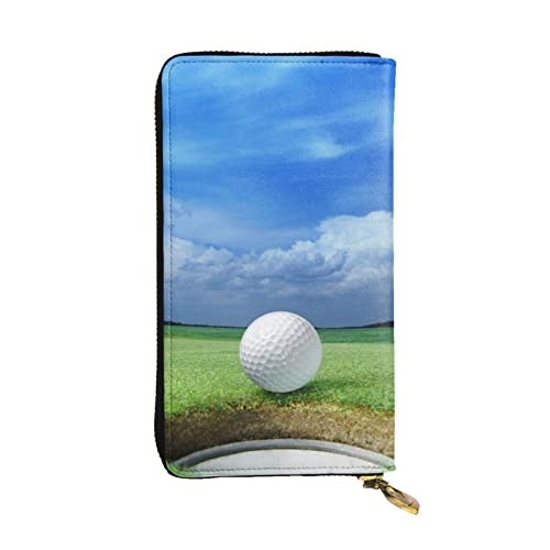 UNIOND Golfball-Geldbörse für Damen, Leder, mit Reißverschluss, lange Geldbörse, Kreditkartenetui für Büro, Einkaufen, Reisen, Schwarz, Einheitsgröße von UNIOND