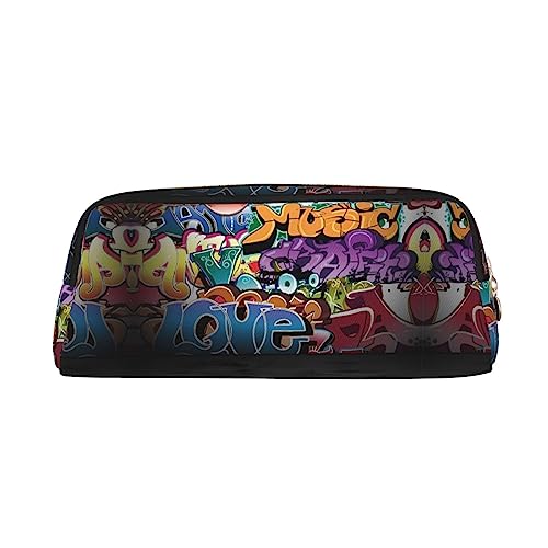 UNIOND Graffiti Hip Hop Bedrucktes Leder Federmäppchen Wasserdicht Stifteetui Reise Kosmetiktasche für Reisen Arbeit Büro, gold, Einheitsgröße, Münzbeutel von UNIOND