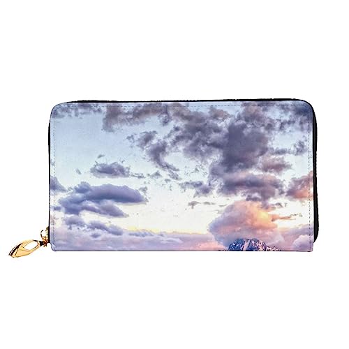 UNIOND Grand Teton National Park Printed Zip Around Wallet Damen Leder Lange Geldbörse Kreditkartenetui für Shopping Büro Reisen, Schwarz , Einheitsgröße von UNIOND