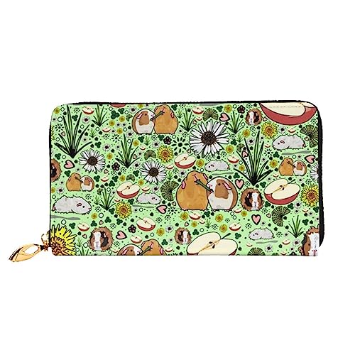 UNIOND Guinea Pig Printed Zip Around Wallet Damen Leder Lange Geldbörse Kreditkartenetui für Shopping Büro Reisen, Schwarz , Einheitsgröße von UNIOND