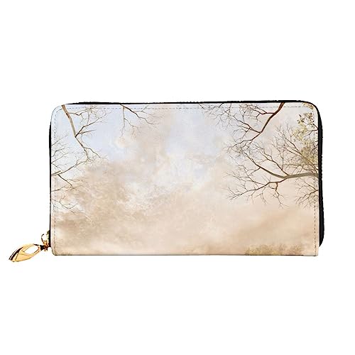 UNIOND Lake House Printed Zip Around Wallet Damen Leder Lange Geldbörse Kreditkartenetui für Shopping Büro Reisen, Schwarz , Einheitsgröße von UNIOND