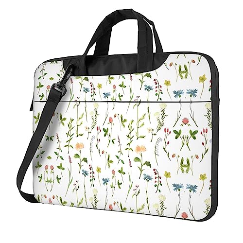 UNIOND Laptoptasche Aquarelle von Kräutern Blumen Bedruckte Aktentasche Verstellbarer Schultergurt Computertasche für Männer Frauen, Schwarz , 13 inch von UNIOND