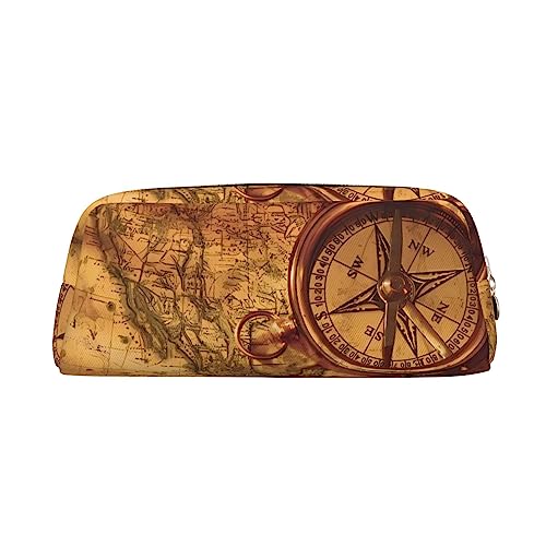 UNIOND Law of the Compass Navigation Bedrucktes Leder Federmäppchen Wasserdicht Stifteetui Reise Kosmetiktasche für Reisen Arbeit Büro, gold, Einheitsgröße, Münzbeutel von UNIOND