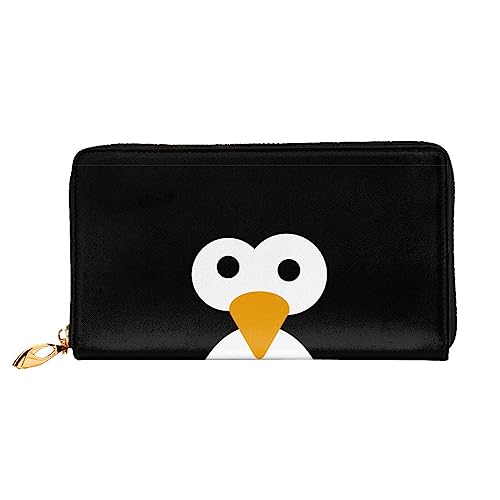 UNIOND Nette Pinguin gedruckt Reißverschluss um Brieftasche Damen Leder Lange Geldbörse Kreditkartenhalter für Einkaufen Büro Reisen, Schwarz , Einheitsgröße von UNIOND