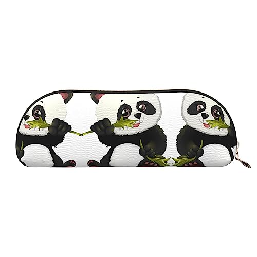 UNIOND Niedlicher Panda-bedruckter Leder-Bleistiftbeutel, tragbares Federmäppchen, kleine Make-up-Tasche mit Reißverschluss für Reisen, Büro, Zuhause, gold, Einheitsgröße, Federmäppchen von UNIOND