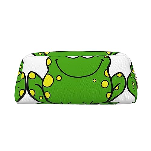 UNIOND Niedliches Federmäppchen mit Frosch-Motiv, tragbar, Leder, wasserdicht, Reise-Make-up-Tasche für Arbeit, Büro, Urlaub, gold, Einheitsgröße, Federmäppchen von UNIOND