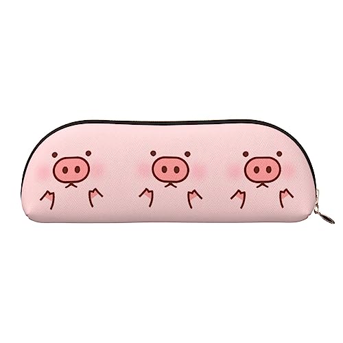 UNIOND Niedliches Schwein bedrucktes Federmäppchen aus Leder, tragbar, kleine Make-up-Tasche mit Reißverschluss, für Reisen, Büro, Zuhause, gold, Einheitsgröße, Federmäppchen von UNIOND