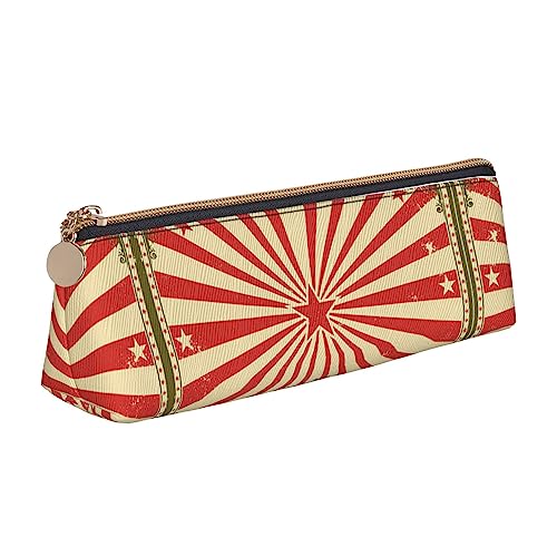 UNIOND Vintage Zirkus Hintergrund Gedruckt Dreieck Bleistift Fall Leder Große Kapazität Bleistift Tasche Tragbare Stift Tasche für Büro Arbeit Reisen, weiß, Einheitsgröße, Federmäppchen aus Leder von UNIOND