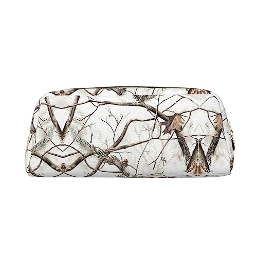 UNIOND Weiße Bäume Camo Bedruckte Leder Bleistift Tasche Wasserdicht Stifteetui Reise Kosmetik Tasche für Reisen Arbeit Büro, gold, Einheitsgröße, Münzbeutel von UNIOND