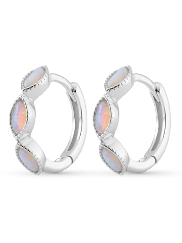 UNIQA Jewels ® Ohrringe Silber 925 hängend, Creolen mit Opal und Zirkonia Stein, Creolen klein aus Silber und Gold, 18 Karat vergoldeter Damenschmuck für Frauen und Mädchen von UNIQA JEWELS