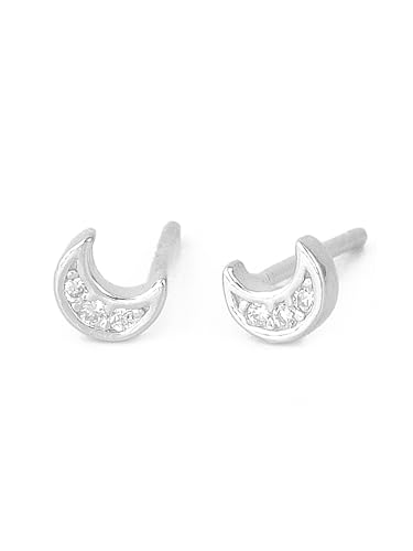 UNIQA Jewels - Silber 925 Silber Mond und Stern Ohrringe, Mini Damen Ohrstecker, 2 Stud Kleine Ohrringe Nickelfrei, mit Zirkonia Steinen von UNIQA JEWELS