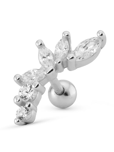 UNIQA Jewels - Helix Piercing Ohrringe in 925 Sterling Silber, 1 Paar Gold und Silber Knorpelohrringe mit Kugelverschluss für Frauen und Mädchen, hypoallergen, nickelfreier Tragus Ohrring von UNIQA JEWELS