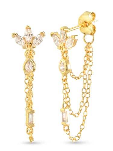 UNIQA Jewels - Helix Piercing Ohrringe in 925 Sterling Silber, 1 Paar Gold und Silber Knorpelohrringe mit Kugelverschluss für Frauen und Mädchen, hypoallergen, nickelfreier Tragus Ohrring von UNIQA JEWELS