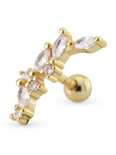 UNIQA Jewels - Helix Piercing Ohrringe in 925 Sterling Silber, 1 Paar Gold und Silber Knorpelohrringe mit Kugelverschluss für Frauen und Mädchen, hypoallergen, nickelfreier Tragus Ohrring von UNIQA JEWELS