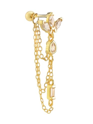 UNIQA Jewels - Helix Piercing Ohrringe in 925 Sterling Silber, 1 Paar Gold und Silber Knorpelohrringe mit Kugelverschluss für Frauen und Mädchen, hypoallergen, nickelfreier Tragus Ohrring von UNIQA JEWELS