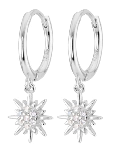 UNIQA Jewels - Ohrringe Anhänger Frau, Kreis Sterling Silber 925, Ring Ohrringe mit Stern Form Mond Sonne Blitz, Kleines Schmuck Geschenk für Frau Mädchen von UNIQA JEWELS