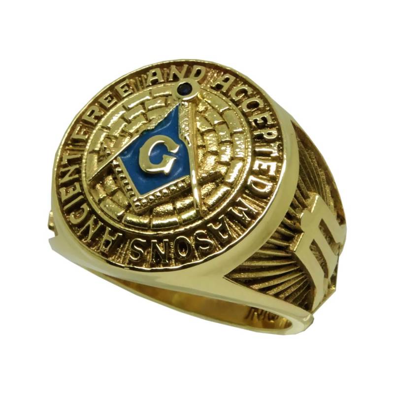 A.f.a.m Masonic Havy Solid 14K Oder 10K Gold Mason Freimaurer Mann Ring von UNIQABLEart