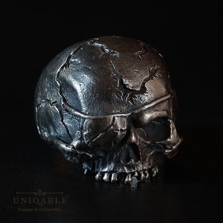 Benutzerdefinierte Harley Sterling Silber Biker Rustikale Finish Schädel Ring 6 von UNIQABLEart