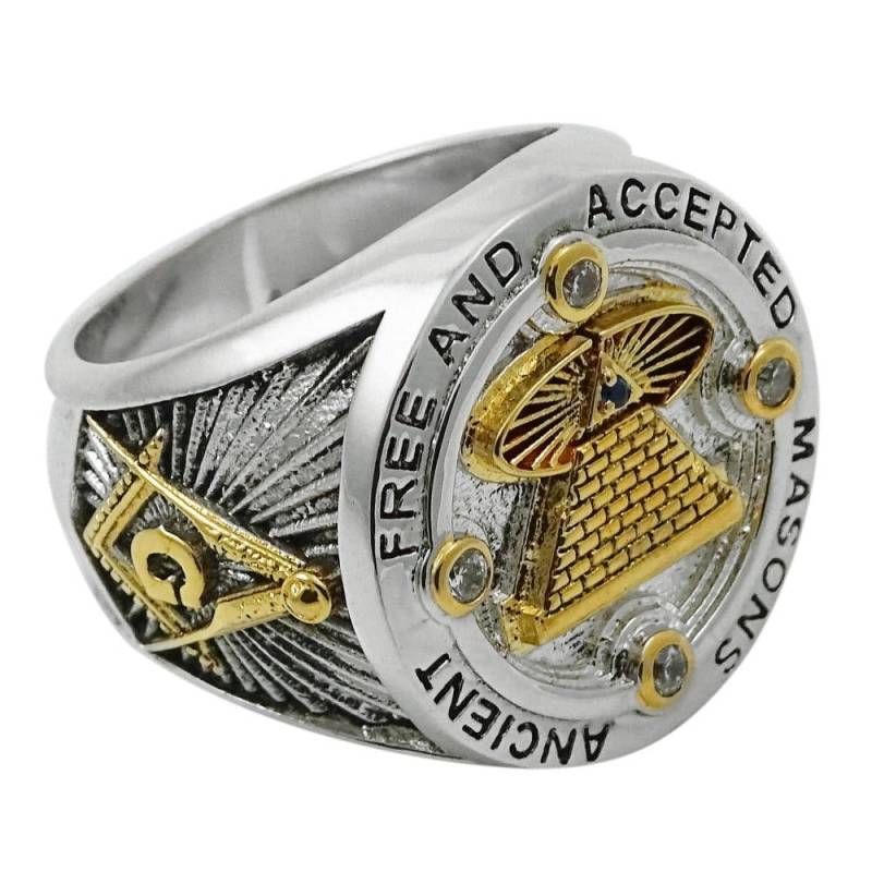 Benutzerdefinierte Masonic All Seeing Eye Pyramide Ring 18K Gold Überzogen Einzigartiges Design-Sammlerstück Br-13 von UNIQABLEart