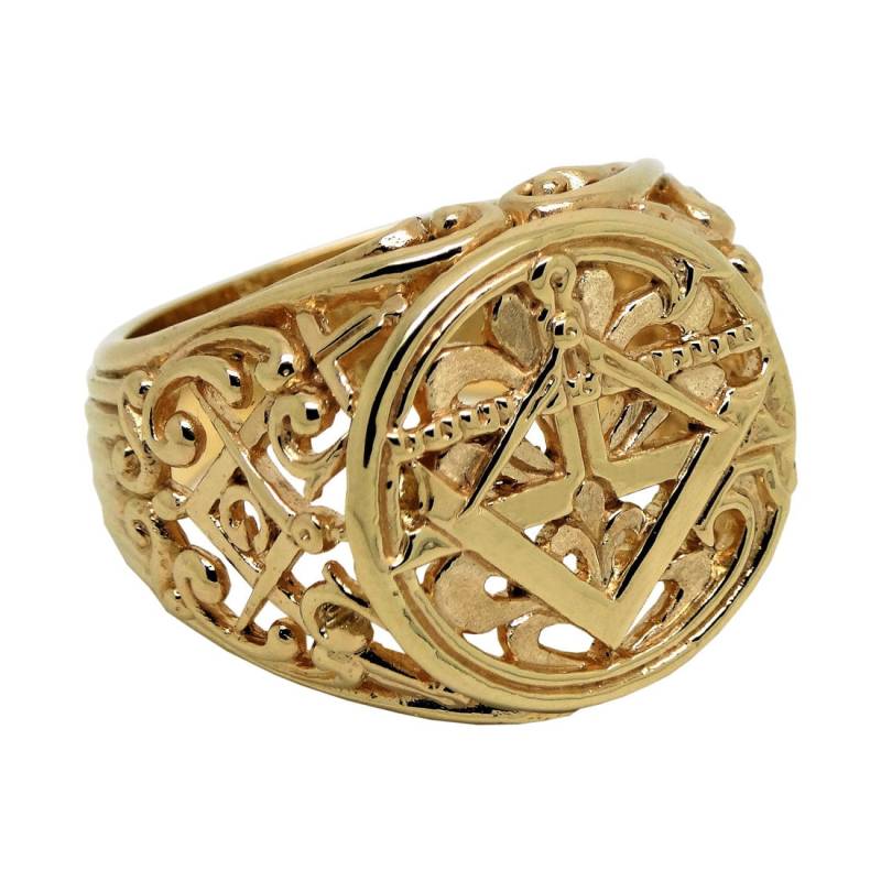 Handgemachter 585 Gold Freimaurer Siegelring von UNIQABLEart