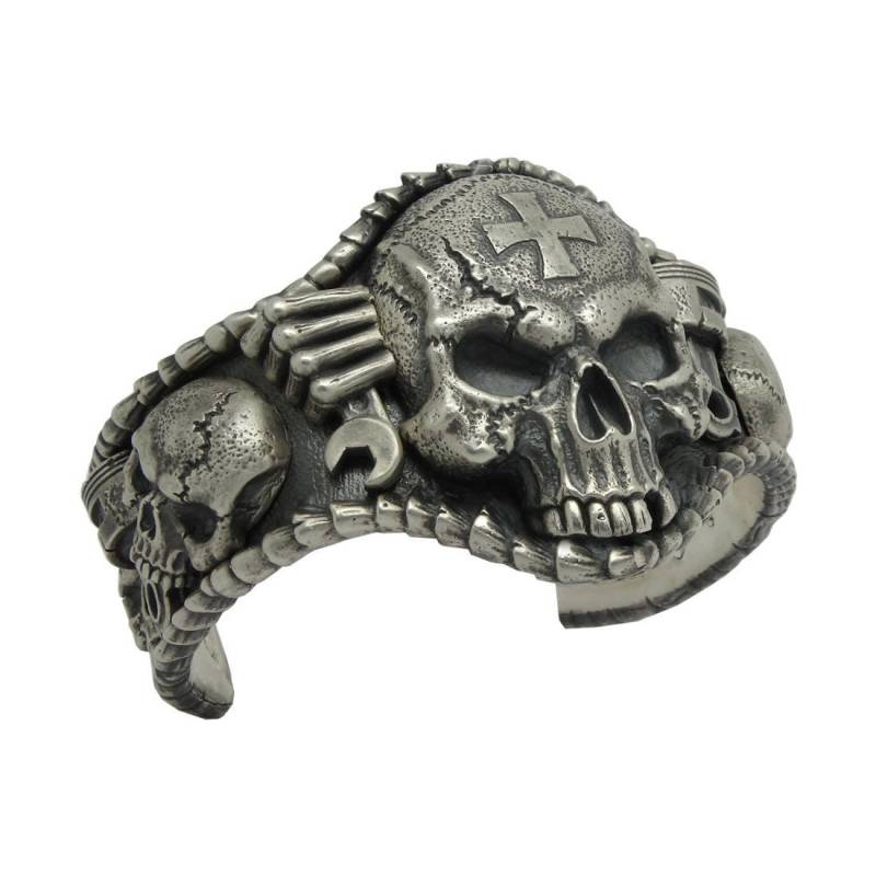 sterling Silber Skull Biker Armband Handgemachter Freimaurer Schmuck von UNIQABLEart