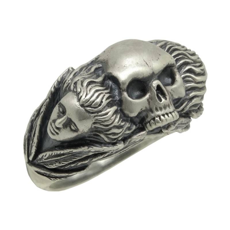 sterling Silber Totenkopf Ring Memento Mori Gothic Engel Design von UNIQABLEart