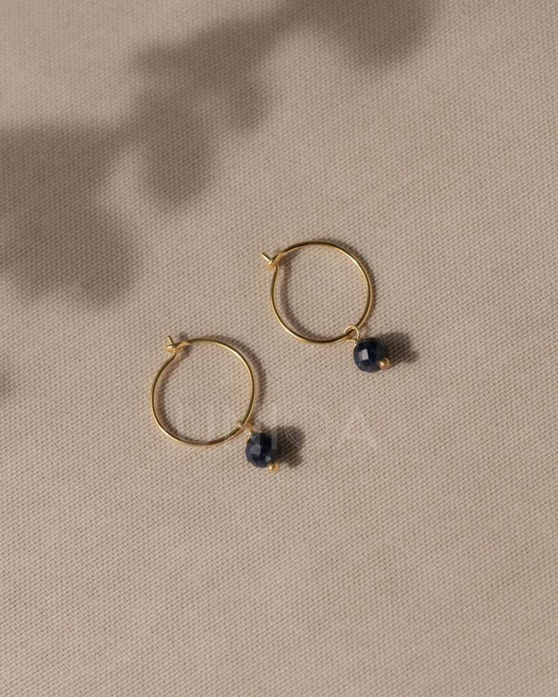 Saphir Creolen Aus 925 Sterling Silber Vergoldet Oder Rhodiniert | Edelstein 15 Mm 20 Schmuck Geschenk Für Sie von UNIQAJEWELS