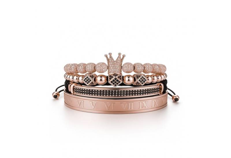 UNIQAL.de Edelstahlarmband Set Edelstahlarmband SET Herren "ROYAL KING" vergoldet - Set 4-Armbänder (Edelstahl, Casual Style, handgefertigt), mit Zirkonia von UNIQAL.de