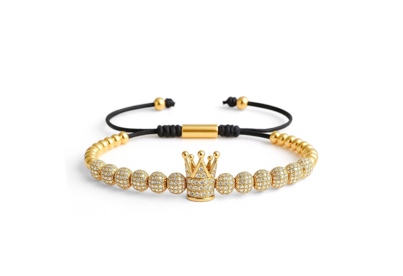 UNIQAL.de Edelstahlarmband Set Edelstahlarmband SET Herren "ROYAL KING" vergoldet - Set 4-Armbänder (Edelstahl, Casual Style, handgefertigt), mit Zirkonia von UNIQAL.de